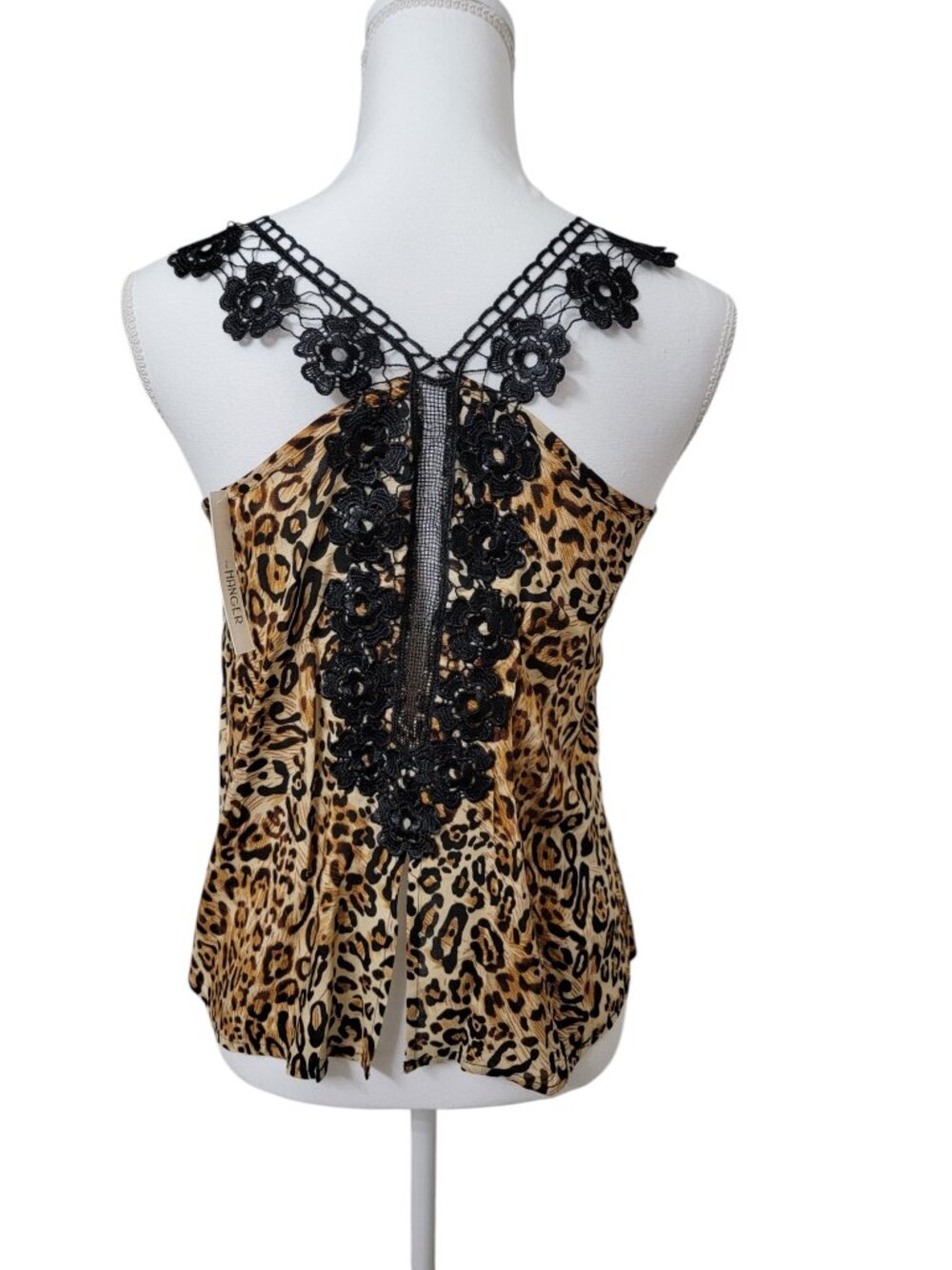The Hanger Size M Leopard Print Tank Top with Lace Back Straps, NEW with Tag - Picture 3 of 12